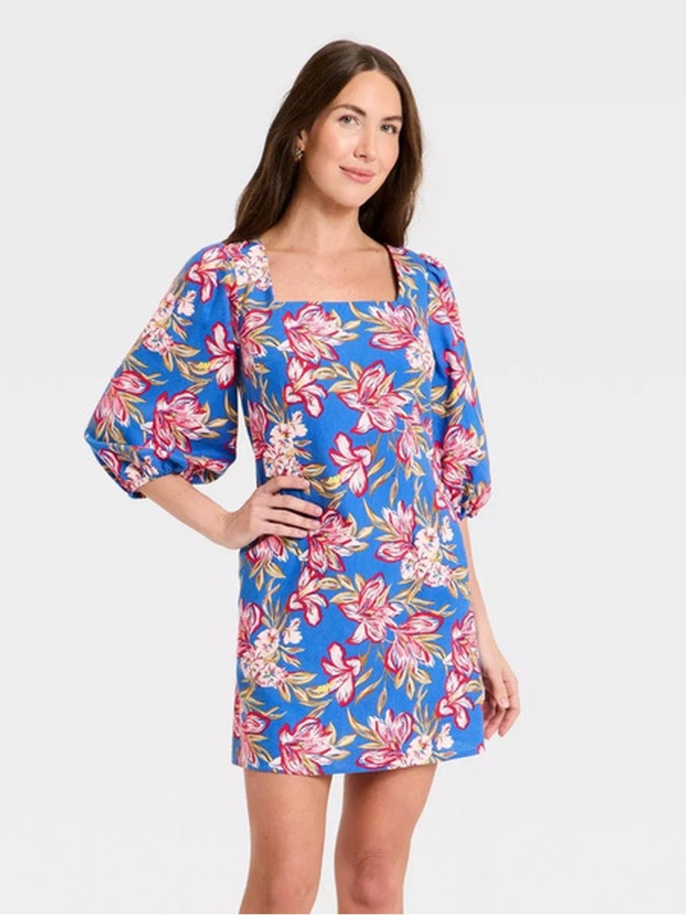 Women's Linen Mini Slip Dress - A New Day™
Blue Floral XS